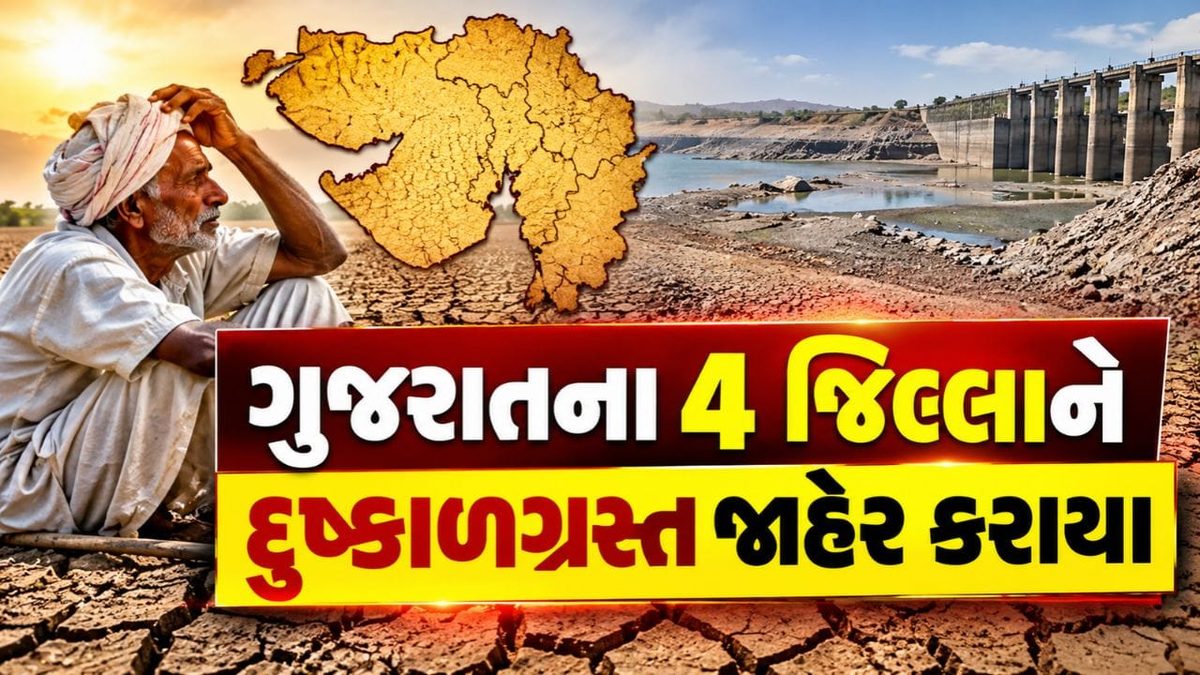 ગુજરાતના 4 જિલ્લા દુષ્કાળગ્રસ્ત જાહેર, ખેડૂતોને પ્રતિ હેક્ટર ₹8,500ની સહાય મળશે