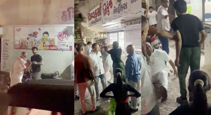 રાજકોટમાં આપાગીગાના ઓટલાના નરેન્દ્રબાપુ અને યુવાન વચ્ચે સરાજાહેર મારામારીનો વીડિયો વાયરલ