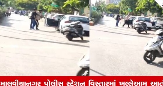 રાજકોટમાં કાયદો અને વ્યવસ્થાના ધજાગરા: કાર સવાર પર બે અસામાજિક તત્વોનો તલવાર અને લાકડી વડે ઘાતક હુમલો