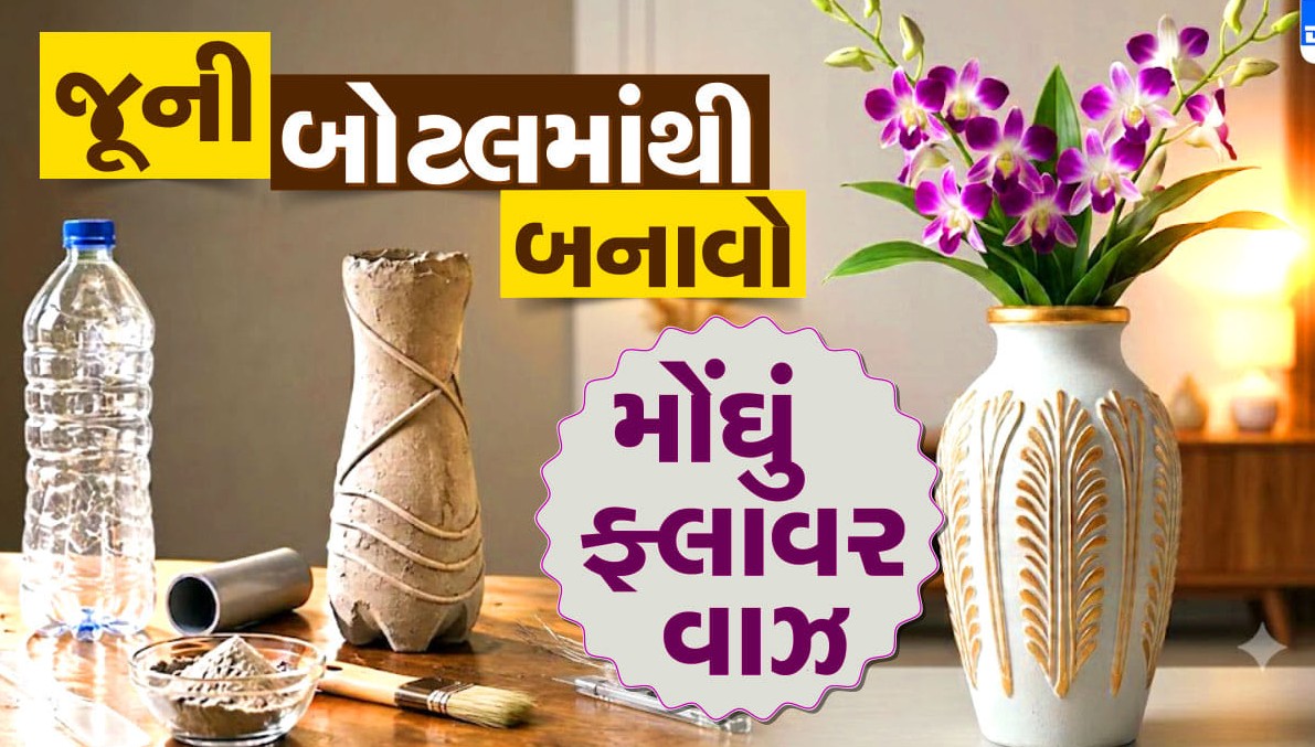 ઘર બેઠા બનાવો મોંઘા ડિઝાઇનર ફ્લાવર વાઝ, જૂની પ્લાસ્ટિકની બોટલ અને સિમેન્ટથી આપો પ્રીમિયમ લુક